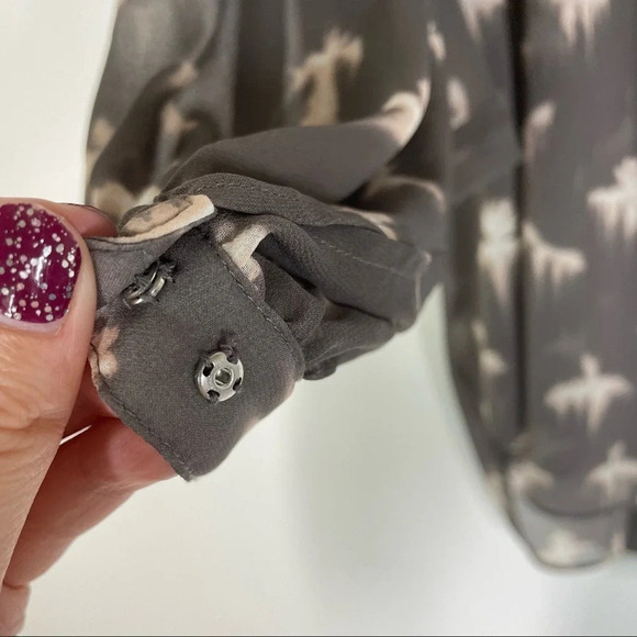 Rebecca Taylor Free Bird Sheer Taupe 3/4 Sleeve Blouse Size 0 - Picture 6 of 11